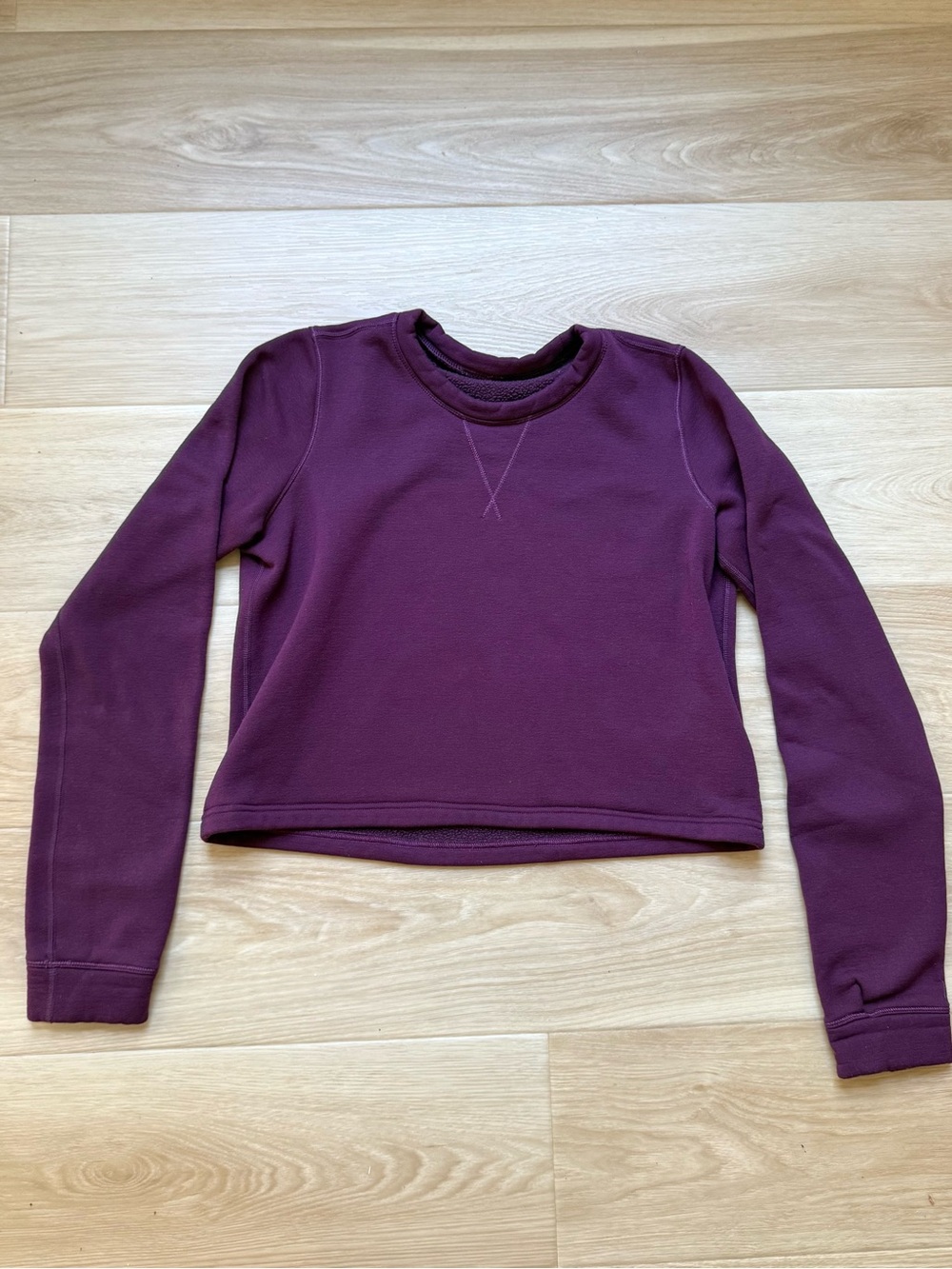 Lululemon Cropped Crewneck Sweatshirt Plum Purple, Size Not Marked, Fits like 6